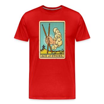 Air Drummer Tarot - Männer Premium Bio T-Shirt - Rot - Vorne - Damien (186cm)