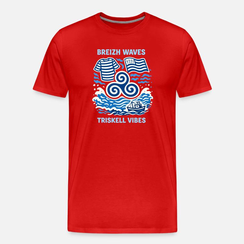 Waves Breizh Triskel Vibes Tee - Männer Premium Bio T-Shirt - Rot