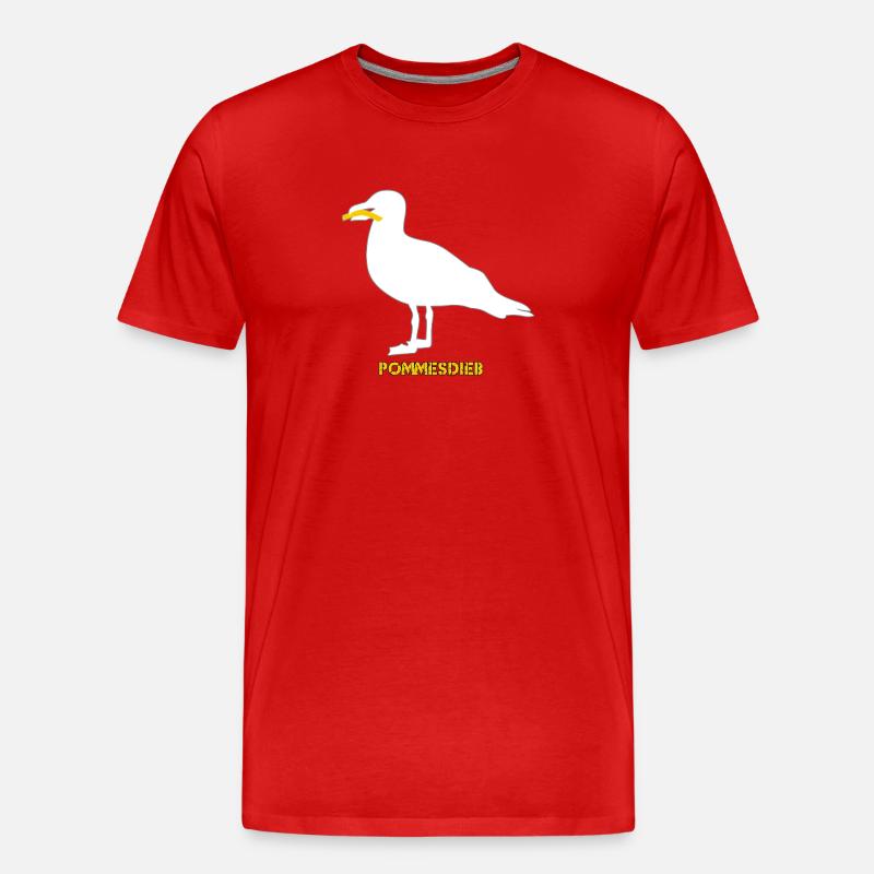 Frites Mouette Voleuse - Blanc - T-shirt bio Premium Homme - rouge