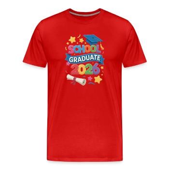 Événements de la promotion de diplômés 2026 - T-shirt bio Premium Homme - rouge - Devant - Damien (186cm)