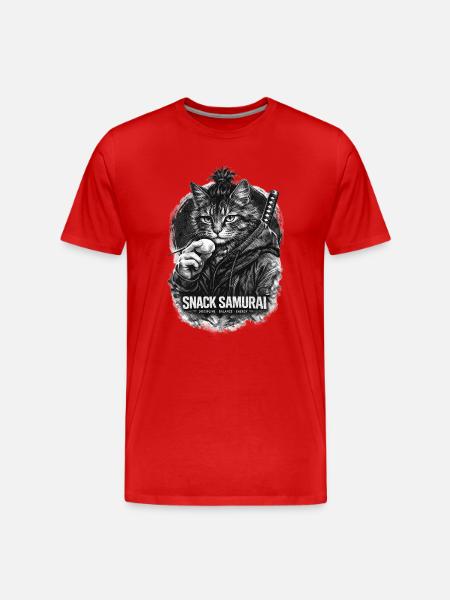 Snack Samurai Cat II - Men's Premium Organic T-Shirt - red
