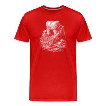 Tooth in the Rock Monochrome Relief - Men's Premium Organic T-Shirt - red - Front - Damien (186cm)