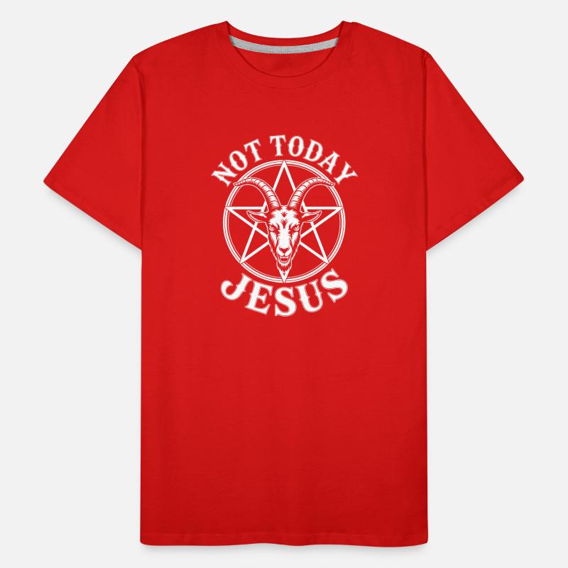 Not Today Jesus Goat Pentagram Logo Men's Premium Organic T-Shirt