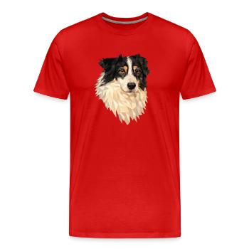Low Polygon Dog – Geometric Dog Art Design - Men's Premium Organic T-Shirt - red - Front - Damien (186cm)