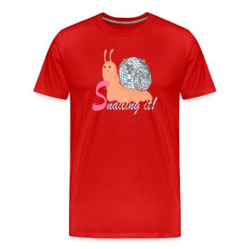 Escargot ! – Escargot coloré avec boule disco - T-shirt bio Premium Homme - rouge - Devant - Damien (186cm)