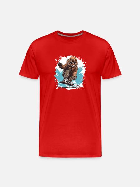 Cat Snowboard - Men's Premium Organic T-Shirt - red