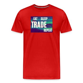 Eat Sleep Trade Repeat - Men's Premium Organic T-Shirt - red - Front - Damien (186cm)