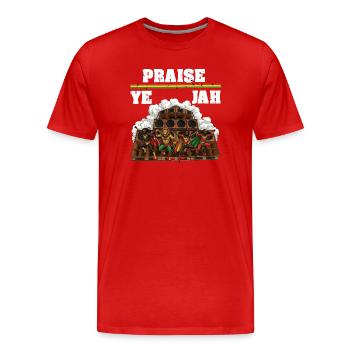 Praise Jah Rasta - Männer Premium Bio T-Shirt - Rot - Vorne - Damien (186cm)
