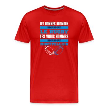 Rugby Montpellier Vrais Hommes - T-shirt bio Premium Homme - rouge - Devant - Damien (186cm)