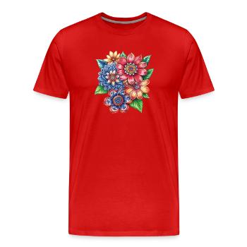 Farbexplosion Blütenbouquet - Männer Premium Bio T-Shirt - Rot - Vorne - Damien (186cm)