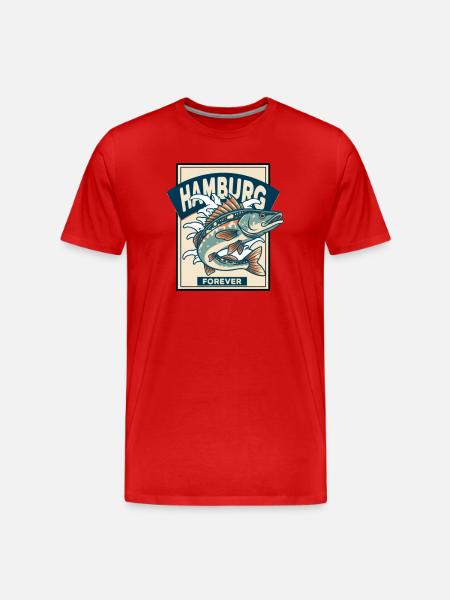 Hamburg Forever – Fischliebe mit Stil - Männer Premium Bio T-Shirt - Rot