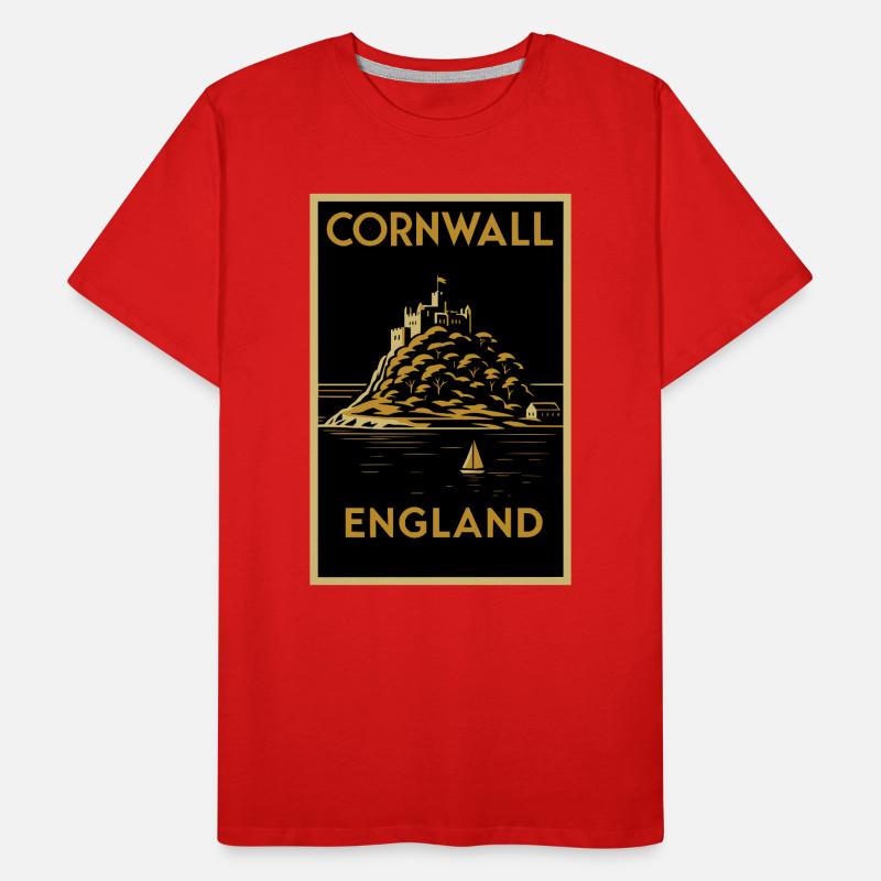 Cornwall England – Art-Déco Reise Poster Männer Premium Bio T-Shirt