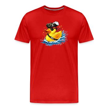 Canard en caoutchouc espiègle au look pirate avec cache-œil - T-shirt bio Premium Homme - rouge - Devant - Damien (186cm)