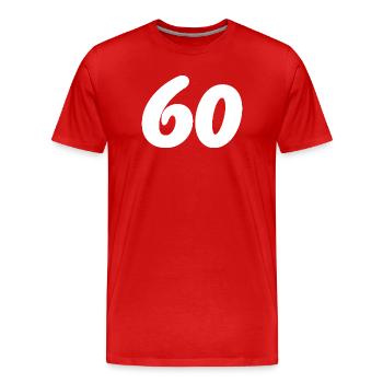 60. 60 ANS. 60e ANNIVERSAIRE. ANNIVERSAIRE 60 ANS. - T-shirt bio Premium Homme - rouge - Devant - Damien (186cm)