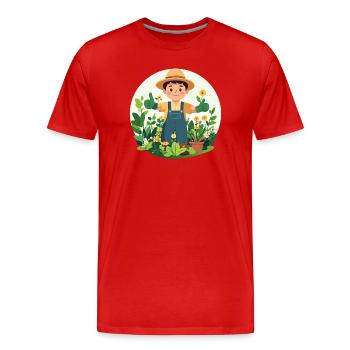 Gärtner Grüner Daumen Pflanzenversteher Motiv - Männer Premium Bio T-Shirt - Rot - Vorne - Damien (186cm)