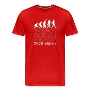 Narren Evolution | Homo Karnevalis | Fastnacht - Männer Premium Bio T-Shirt - Rot - Vorne - Damien (186cm)