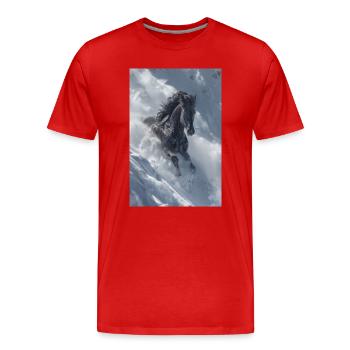Étalon d’hiver dans la congère de neige - T-shirt bio Premium Homme - rouge - Devant - Damien (186cm)