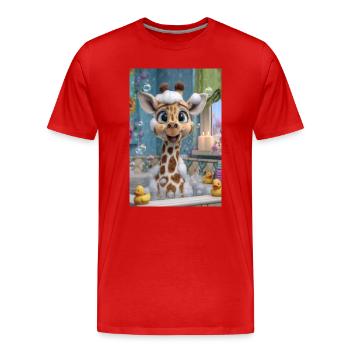 Schaumbad-Giraffen-Zauber - Männer Premium Bio T-Shirt - Rot - Vorne - Damien (186cm)