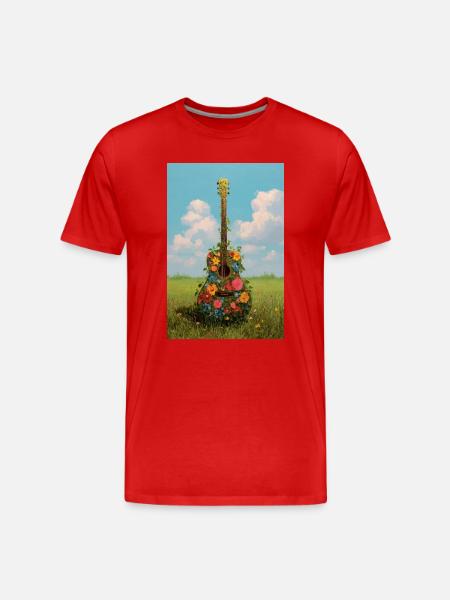 Blumengitarre in Meadow - Männer Premium Bio T-Shirt - Rot