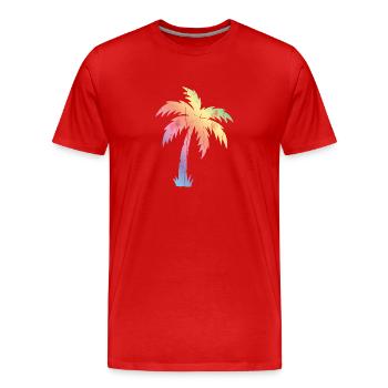 Palmier Multicolore - T-shirt bio Premium Homme - rouge - Devant - Damien (186cm)