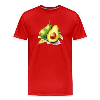 Fraîcheur de l’avocat aquarelle - T-shirt bio Premium Homme - rouge - Devant - Damien (186cm)