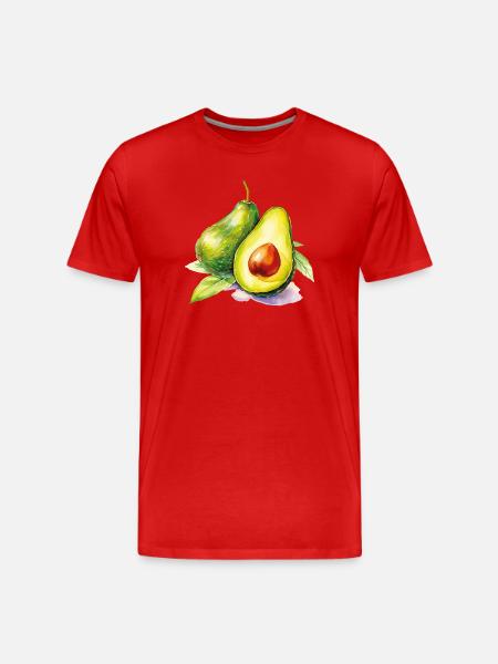 Avocado Aquarell Frische - Männer Premium Bio T-Shirt - Rot