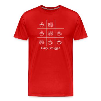 Kaffee-Alltag im Raster - Männer Premium Bio T-Shirt - Rot - Vorne - Damien (186cm)