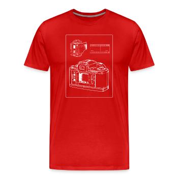 Retro Camera Line Art with Film Strip - Men's Premium Organic T-Shirt - red - Front - Damien (186cm)