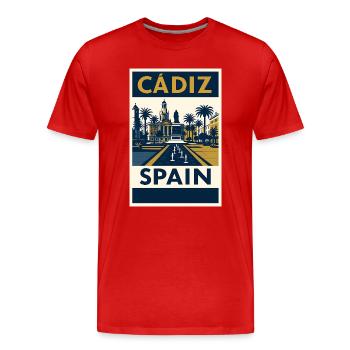 Cádiz Spanien – Retro Reiseposter Navy/Gold - Männer Premium Bio T-Shirt - Rot - Vorne - Damien (186cm)