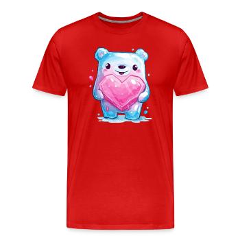 Cuddly bear with heart crystal - Men's Premium Organic T-Shirt - red - Front - Damien (186cm)