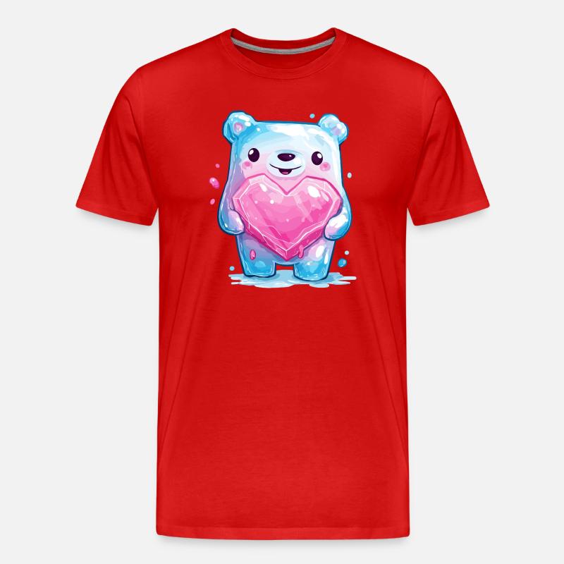 Kuschelbär mit Herzkristall - Männer Premium Bio T-Shirt - Rot