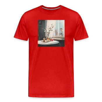 Une fenêtre sur des souvenirs chaleureux - T-shirt bio Premium Homme - rouge - Devant - Damien (186cm)