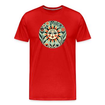 Sun Folk Bloom Circle - Men's Premium Organic T-Shirt - red - Front - Damien (186cm)