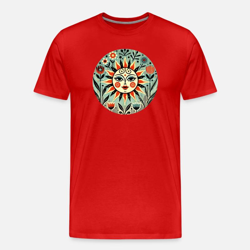 Sun Folk Bloom Circle - Männer Premium Bio T-Shirt - Rot