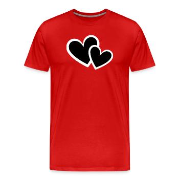 Herz schwarz weiß Geschenk  - Männer Premium Bio T-Shirt - Rot - Vorne - Damien (186cm)