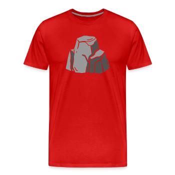Costume de groupe Pierre Ciseaux, Costume de Travail en Pierre - T-shirt bio Premium Homme - rouge - Devant - Damien (186cm)
