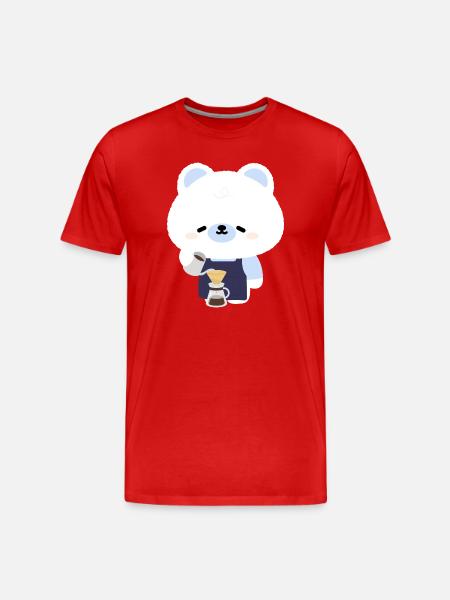 Cozy Polar Bear Barista - Men's Premium Organic T-Shirt - red