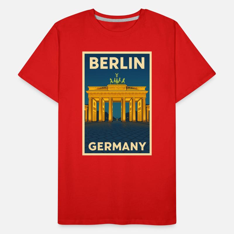 Berlin Germany – Brandenburg Gate Retro Poster Men's Premium Organic T-Shirt