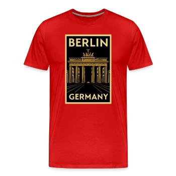 Affiche Art déco Berlin – Porte de Brandebourg - T-shirt bio Premium Homme - rouge - Devant - Damien (186cm)