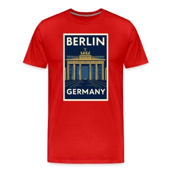 Affiche rétro Berlin – Porte de Brandebourg - T-shirt bio Premium Homme - rouge - Devant - Damien (186cm)