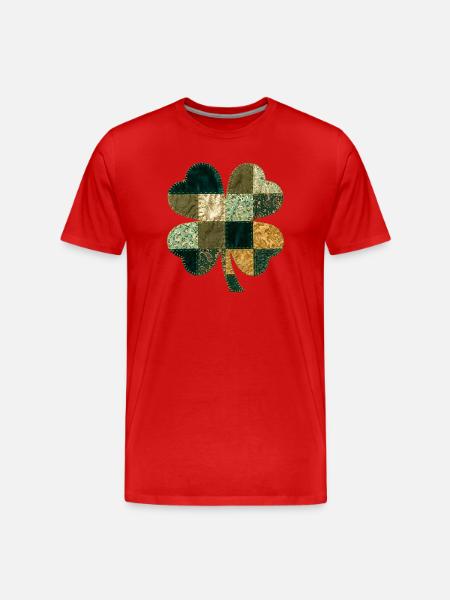 Patchwork Shamrock Quilt Style - Men's Premium Organic T-Shirt - red