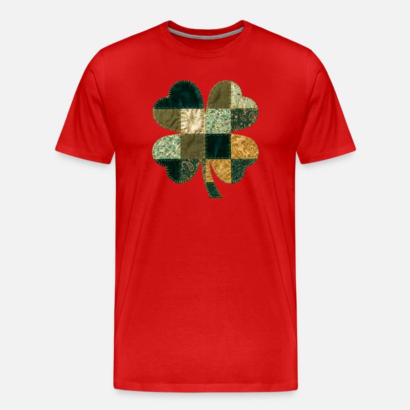 Patchwork Kleeblatt Quilt Stil - Männer Premium Bio T-Shirt - Rot