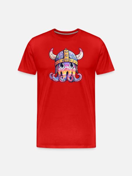 Viking-Tentakelhelm farbiges Design - Männer Premium Bio T-Shirt - Rot