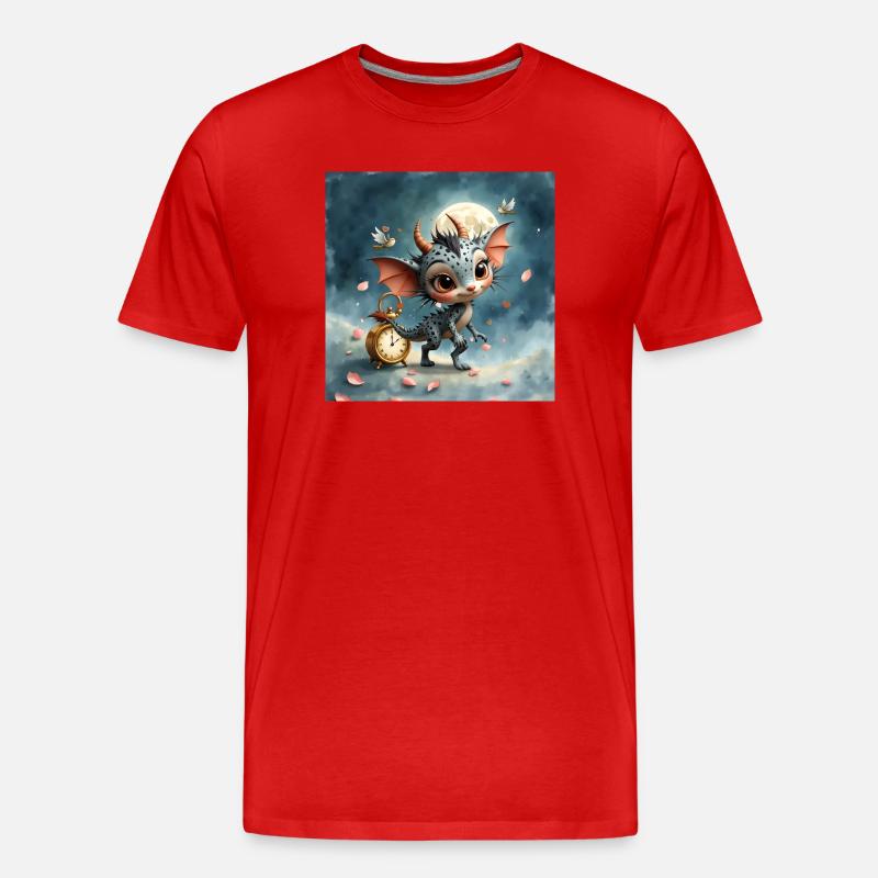 Nachtbaby-Drache mit Uhr - Männer Premium Bio T-Shirt - Rot