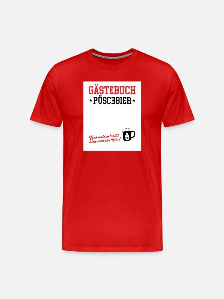 Guestbook Püschbier Babyshower Pullerparty New Papa - Men's Premium Organic T-Shirt - red