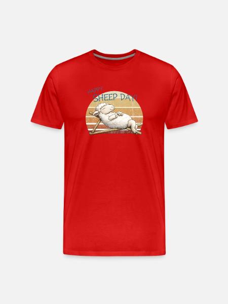 Happy Sheep Day Retro Sunset - Men's Premium Organic T-Shirt - red