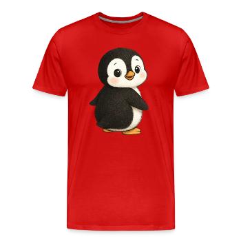 Pingouin Animal mignon Pôle Sud - T-shirt bio Premium Homme - rouge - Devant - Damien (186cm)