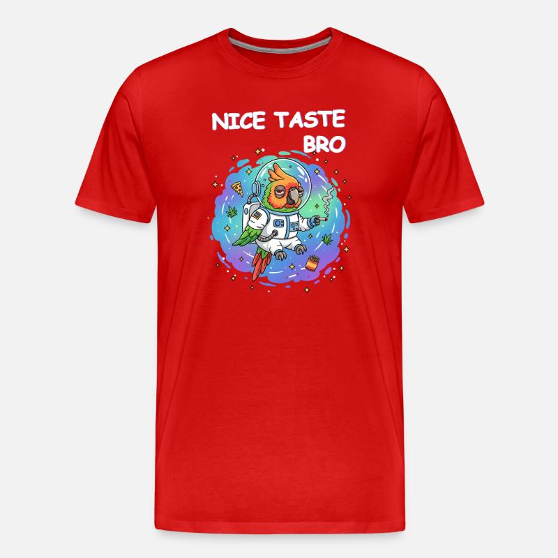Space Weed Papagei - Männer Premium Bio T-Shirt - Rot