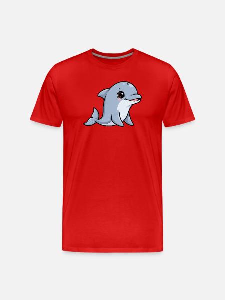 Cuddly dolphin cartoon friend - Men's Premium Organic T-Shirt - red