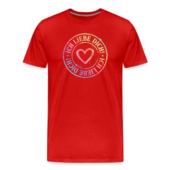 Je t’aime, mon cœur - T-shirt bio Premium Homme - rouge - Devant - Damien (186cm)